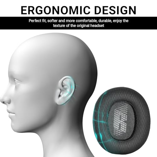 1 Paar Ersatz Ohrpolster für JBL E65 (E65BTNC)/Live 650 (650NC 650BTNC)/Live 660 (660NC 660BTNC)/Duet NC Kopfhörer, Weicherem Leder und Memory-Schaum, Ersatz-Ohrpolster (Net Schwarz)