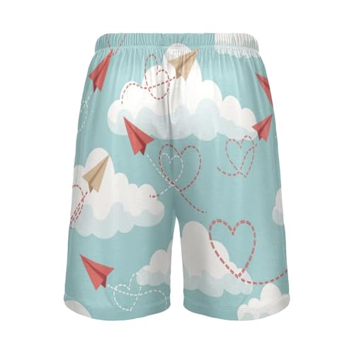 J JOYSAY Cartoon Airplane Heart Pajama Shorts Mens Lounge Sleep Shorts Straight-Fit Men Pajama Bottoms3