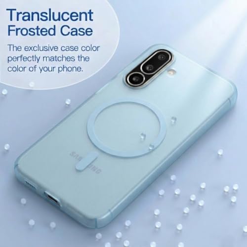 Image of DIZORO Matte Case for Samsung Galaxy M56 Compatible with MagSafe, Camera Lens Full Protection, Shockproof Translucent Frosted TPU Soft Phone Cover, Anti-Fingerprint (Sky)