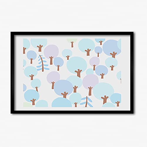 Tableau moderne Arbres Colorés avec cadre en bois 60x40 cm pour salon élégant