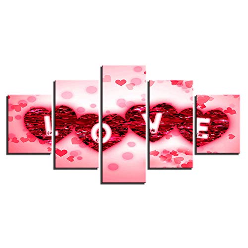 Tableau mural sur toile mon amour en 5 pièces pour décoration moderne