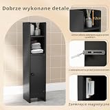 GOPLUS Wąska szafka toaletowa, szafka łazienkowa z 3-stopniową regulacją półki, szafka łazienkowa z drzwiami, wolnostojąca szafka do przechowywania, do łazienki, kuchni, 20 x 18 x 80 cm (czarna)