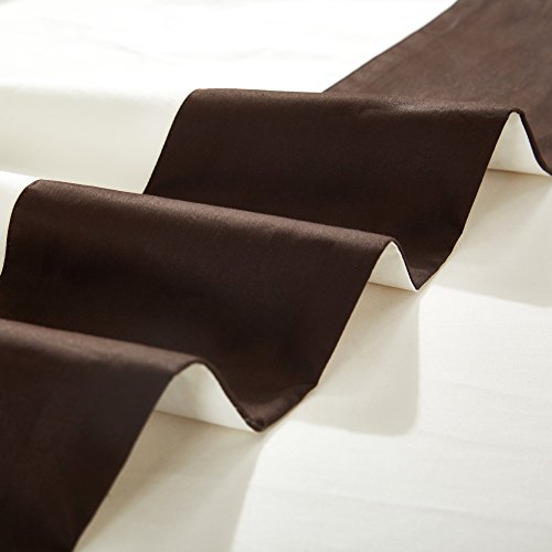 Bicolore Collection Duvet Covers Set 3 Pieces Do Not Include Filling Classic European 100% Egyptian Cotton Sateen Luxury 400 Thread Count Frame Patchwork Manufacturing(Ivory/Brown,King) #TOP6