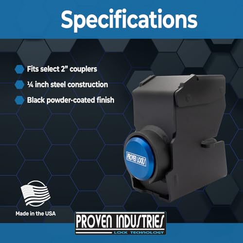 Image of Proven Industries Model 2178 Trailer Lock, Fits 2-Inch Trailer Couplers, Made in the USA (Blue-Square)