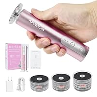 AprElm Rechargeable Electric Foot Callus Remover with 3-Sizes 120Pcs Sandpaper Discs, Professional 900RPM 3-Speed Control Aluminum Electric Foot File with Adapter Cable (E3 Rose Pink)