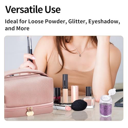 3Pcs Powder Bottle Mini Glitter Shaker Containers Travel Size 3 Styles Bottles with Lids for Loose Makeup Depotting Kit Empty Plastic Compact Small Dispensador Supplies Container2