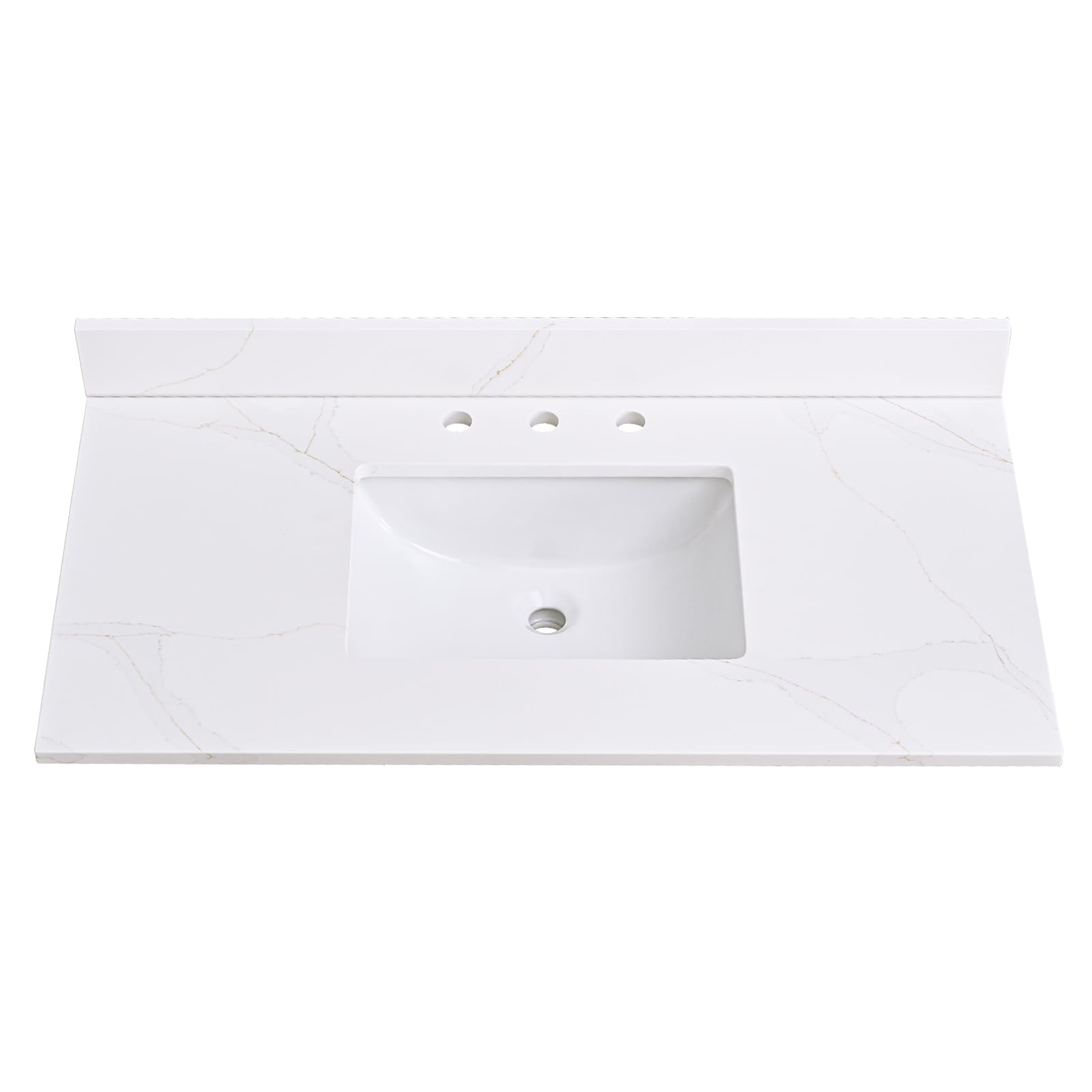 View 1 of ***TRUCK/TRAILER PICKUP ONLY*** VANFORITY 42" x 22" Vanity Top, Quartz Vanity Sink Top, with Undermounted Rectangular Sink & 4" Height Backsplash Countertop, Pre-Drilled 3 Faucet Holes for Vanity Top with Sink, Calacatta Oro