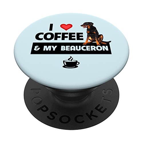 Cafeína I Love Coffee and My Beauceron Herding Dog Mom Dad PopSockets PopGrip Intercambiable