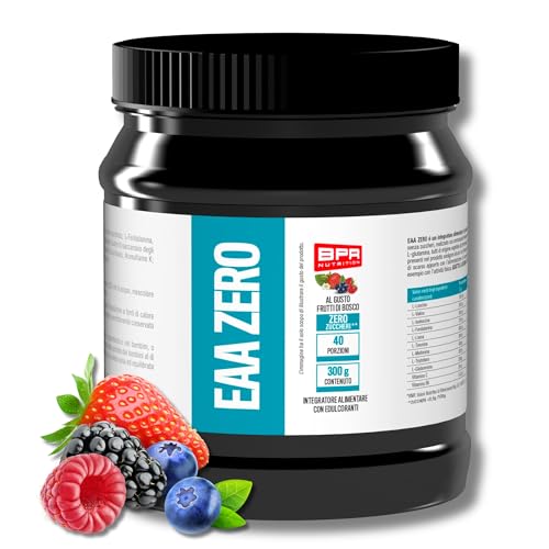 BPR Nutrition - EAA Zero - Amminoacidi essenziali in polvere con aggiunta di L-Glutammina, da fermentazione vegetale, gusto Frutti di Bosco 300 g