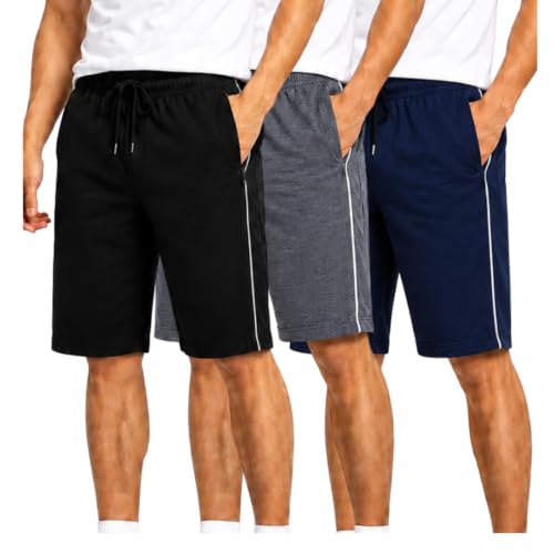 Image of Shorts Pant for Men |Cotton Hosiery Regular Fit Half Pant for Man with 2 Side Zip Pockets | Solid Side Stripe Design, Black, Navy, Dark Grey, M-4XL, Men's Shorts | Knee Length