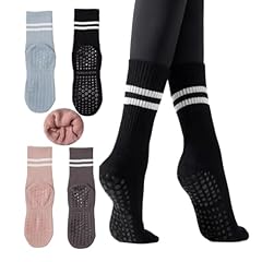 4 Pairs Terry-lined Thermal Black Grey Blue Pink