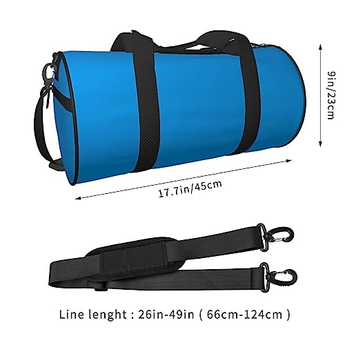 Solid Color Blue* Round Large Capacity Foldable Duffel Bag For Women Men, Gym Tote, Sports Duffel.4