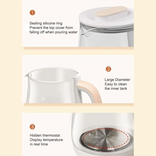 Szklana czajnik elektryczna 1.8L, 800W Touch Control Tea Maker z ciepłem, automatycznym wyłącznikiem, szkłem borokrzemowym i stalą 304 dla Home Office