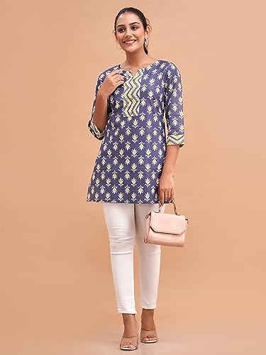 Image of feranoid Women Cotton Printed Short Kurti | Short Kurti for Women | Printed Cotton Kurti