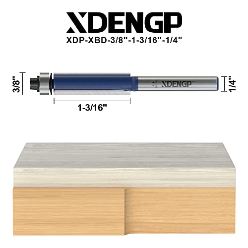 Image of Flush Trim Router Bits 1 /4 Inch Shank, 1 /2 Inch Cutting Diameter, 1-3 /16 Inch Cutting Height, Bottom Bearing Flush Straight Cut Trim Router Bit for Woodworking