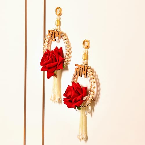 Image of CraftVatika Diwali Decor Items, Shubh Labh Rose Hanging Latkan Toran for Wall Door, Diwali Decoration for Home, Wall Hanging for Home Decoration, (21 CM Height) (2 Pieces)