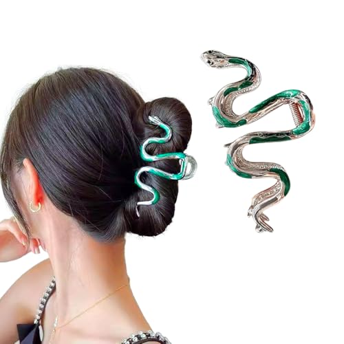 Metal Hair Claw Clips Fashionable Green Snake Design Metal Hair Claws Non Slip Snake Hair Clip Halloween Hair Clips.Gothic Hair AccessoriesClaw Clips for Thick hair