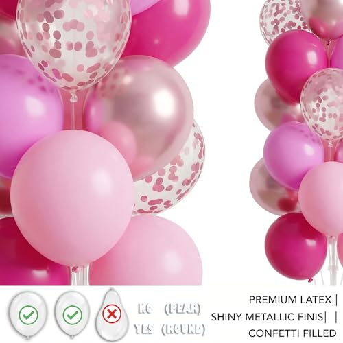 Image of Balloon Column Kit Set of 2 With Balloons Included - Balloon Tower with Stand, Base, and Pole,Backdrop Decoration for Wedding, Baby Shower, Birthday Party (3xMetallic Light Pink)