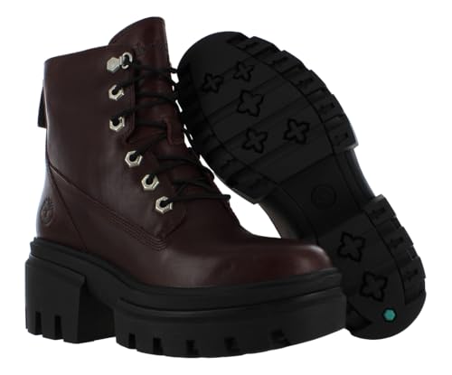 Timberland Timberland Everleigh 6 Inch Lace Up Womens Shoes Size 9.5, Color: Burgundy/Black/Red