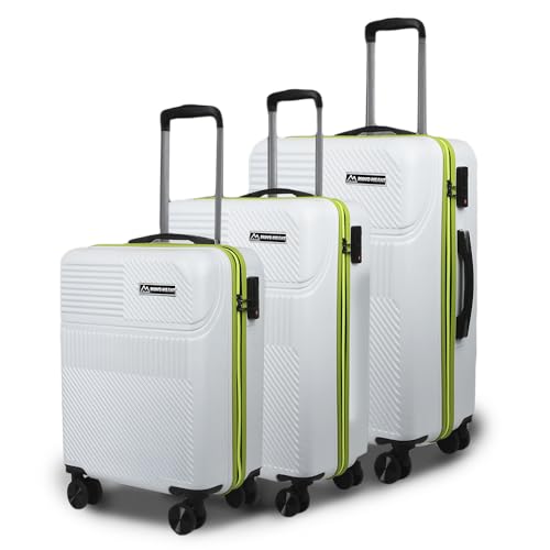Image of Move-Meant VOYAGEWARE Small Cabin, Medium Check-in & Large Check-in Suitcase|55 Cm, 66 Cm & 75 Cm| 360 Degree 8 Wheels Number Lock Polycarbonate OffWhite Trolley Bag | Luggage for Travel - Pack of 3