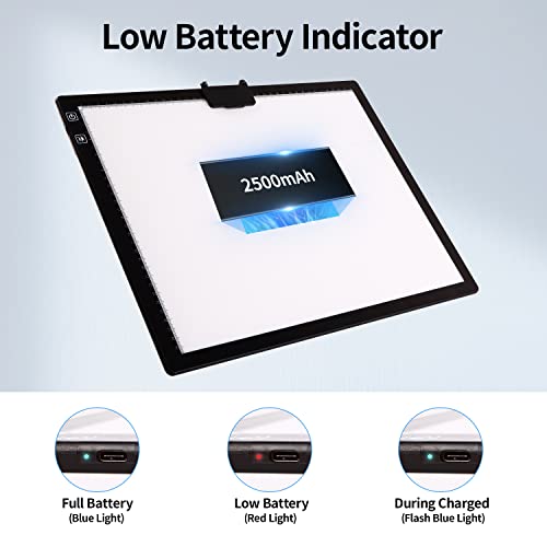 A3 Light Pad, Elice Tracing Light Box 3 Colors Mode Stepless Dimmable And 6 Levels Of Brightness Light Copy Pad, Wireless Rechargeable Led Light Board For Weeding Vinyl Diamond Painting Sketching #TOP6
