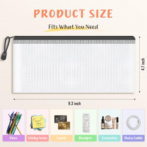 Image of Smarpau Pencil Pouches 24 Pack, A6 Mesh Zipper Pouch Bags Clear Pencil Case | 9.3 inch x 4.7 inch Waterproof Small Zipper Pouches for Classroom Organisation, Crafts, Cosmetics& Travel Storage (Black)