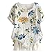 SCBFDI Shirt Femme Oversize Fleurs Randonnée Tops Été Col Rond Mince Confortable Chemise Femme Confortable Facile Bouton-Pression Manches Courtes