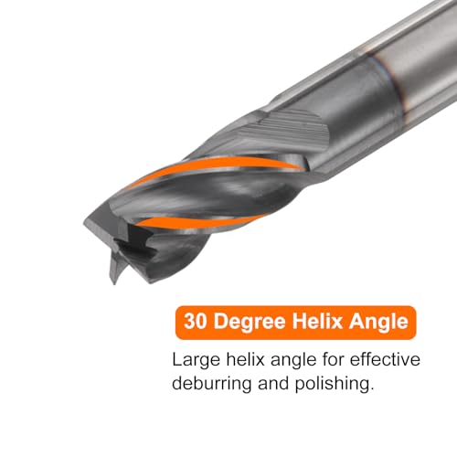Image of HARFINGTON Carbide Square Nose End Mill Bit 3 /16 inch Cut Dia 4 Flutes TiAlN Coated Milling Cutter for Hardened Steel Metal (3 /16 inch Shank 3 /8 inch Cut Length 2 inch Long 30 Degree Helix)