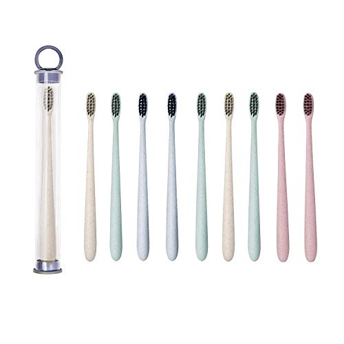Travel Manual Toothbrush, 10pcs Soft Cleaning Toothbrushes, Absorbs Bad Breath, Naturally Whitening Gentle Sensitive Gums, Suitable for Travel, Suitcase, All People, 4 Colors