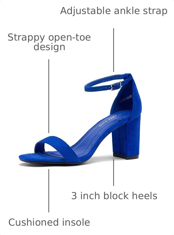 Image of Shoe Land Low Chunky Heels for Women Open Toe Ankle Strap Block Heel Sandals 3 Inch Dressy Heels for Wedding Party Date Night