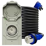 OKSTENCK 50 Amp 15-Foot Generator Power Cord & Outlet Kit, 4-Conductor 125/250V NEMA 14-50P Male to SS2-50R with Weatherproof Outlet Box