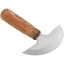 Leather Round Head Knife, Leather Working Knife Round Leathercraft Knife with Wooden Handle, Half Moon Leathercraft Round Knife and Leather Cutter for DIY Leather Craft Cutting