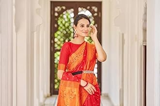 SWORNOF Women's kanjivaram banarasi silk saree for festival Wedding silk with rich pallu Design sarees for women with Unstitched blouse piece