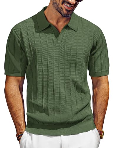 PJ PAUL JONES Polo à Manches Courtes pour Homme Vert armée L