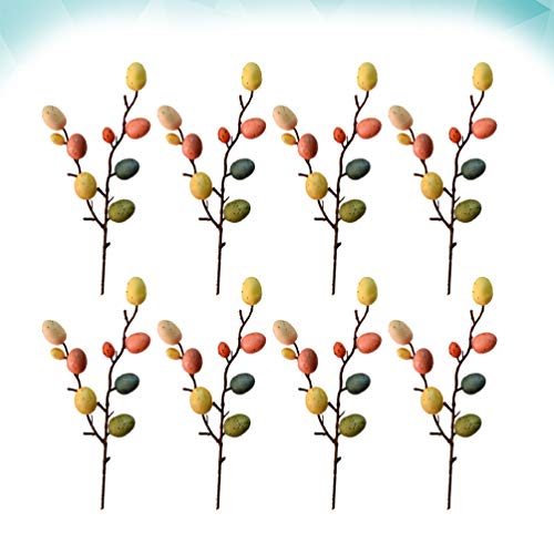 Amosfun 8 Ramos Colheita de Flores de de Páscoa Coloridos Enfeites de Árvores de Páscoa de Plástico