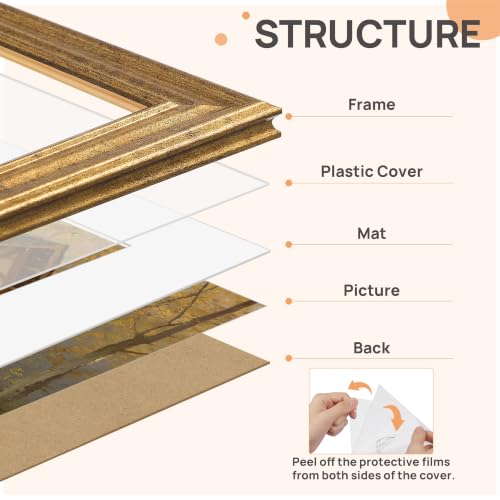 Image of upsimples 8.5 by 11 Picture Frame, Vintage Frames Decor, 1Pack Bronze | Fit 6x8 and 8.5x11 Photo, Wall or Tabletop Display, Antique-style Decoration, Rustic Farmhouse Decor, For Weddings
