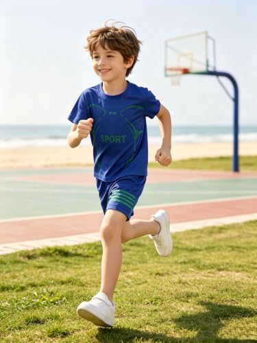 Image of Boys Clothes Short Set 6 Piece Outfit Athletic T-Shirt and Quick Dry Shorts Kids Summer Clothing Set Size 3-14