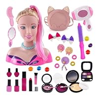 Eznaobo Styling Head Doll for Kids, Dolls Head for Hairdressing Kids, 35 Pcs Hair Accesories Playset, Girls Gifts Birthday Role Play Toys for Girl 4 5 6 7 8 Year Old, Christmas and Birthday Gift
