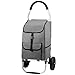 mfavour 45L Poussette de Marché, Pliable Chariot de Courses, Caddie à 2 Roues Grands Résistant à l'eau (Noir/Gris)