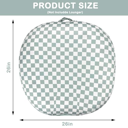 Image of Newborn Lounger Cover, Soft Comfortable Baby Lounger Cover, 1 Pack Reversible Removable Slipover for Infant Lounger Pillow, Green Checkered (Lounger not Included)