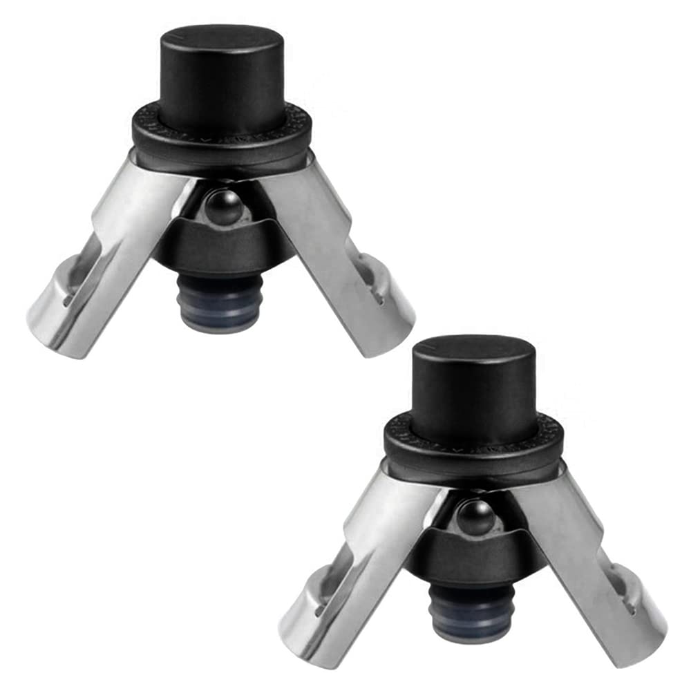 Andy's Orchids Vacuum Champagne Stopper, Wine Bottle Saver Plugs, Stainless Steel Top Airless Saver Fresh Leak Proof Silicone Vacuum Sealer with Pressure Built-in Pump Wine Accessories Black 2 Pcs
