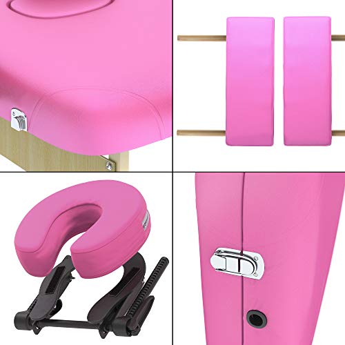 Lettino Massaggio Professionale 2 Zone - Lettino Massaggi,Lettino Estetista Fisioterapia,Tattoo, In Legno Portatile Richiudibile (Rosa) - 4