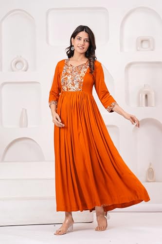 Image of Dhruvi Women's Rayon Anarkali Maternity Dress & Feeding Kurti with Zippers