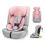 Kinderkraft Safety FIX 3 PRO I-Size 76-150 cm Car Seat, 15 Months - 12 Years, Booster Child Seat, Isofix, Adjustable Headrest, Group 1-2-3, TOP Tether, 5-Point Safety Harness, Modular Insert, Pink