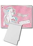 Cubierta flexible Starpak - 2 Álbum de dibujo para niña con hojas lisas blancas A4 - Bloc cuaderno para colorear con 20 hojas y cubierta flexible mágica unicornio