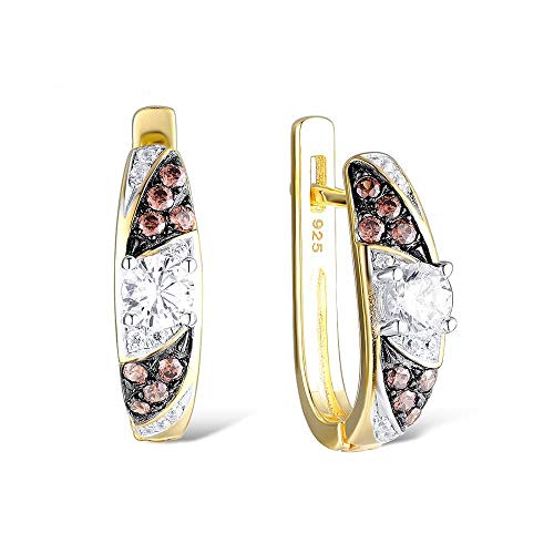 Boucles d'oreilles chocolat et blanc en zircon pour vos soirées