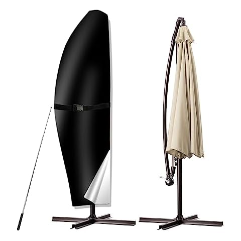 POYEE Umbrella Cover, 420D Waterproof Outdoor Patio Umbrella Cover for 9ft to 13ft Cantilever Offset Umbrella, Black Cover