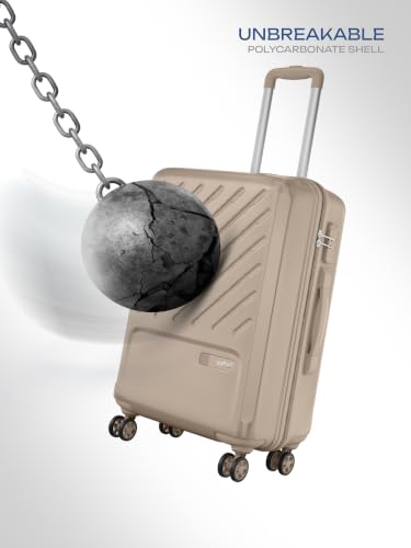 Image of Safari Medium Symphony 66cm Trolley Bag Hard Case Polypropylene, 8 Spinner Wheels, 360 Degree Wheeling Carry on Luggage, Travel Bag, Suitcase for Travel, Trolley Bags for Travel, Dark Champagne