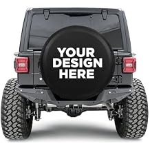 PVC Leather Custom Spare Tire Cover - Durable Personlized Tire Cover with Your Logo Photo Design - Heavy Duty Spare Tire Covers Compatible for Jeep Wrangler Trailer SUV Bronco RV