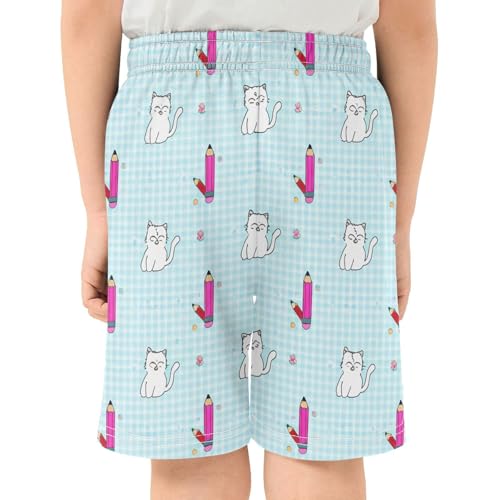 Colorful Pencils Athletic Shorts with Zipper Pockets, Youth Boys Athletic Running Shorts for Summer3